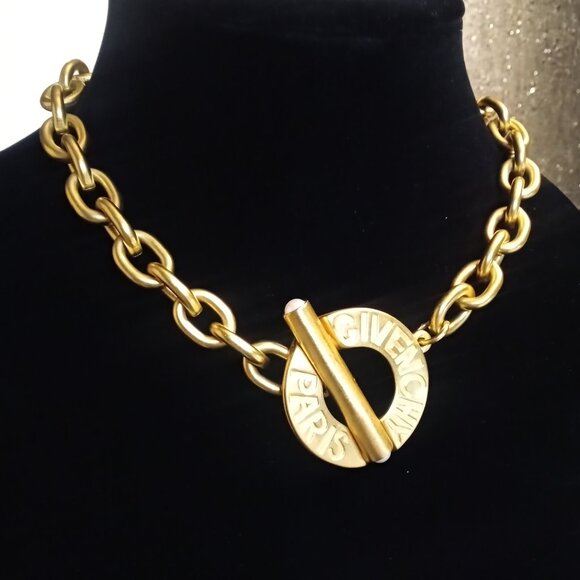 Givenchy Vintage Paris Chunky Chain Necklace Faux Pearls - Picture 3 of 17